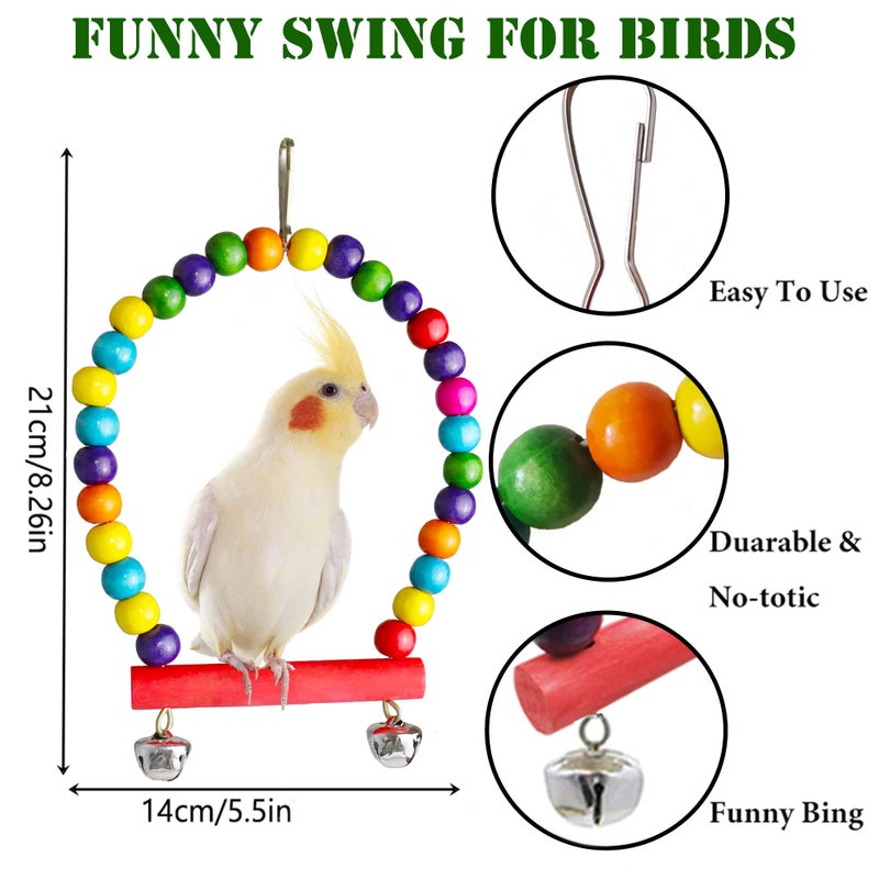 ESRISE Bird Parakeet Cockatiel Toys, ESRISE Parrots Cage Hammock Swing Climbing Ladders Wooden Perch Chewing Toy for Budgerigar, Conures, Love Birds, Budgies - Image 3